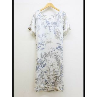 GALLARDA GALANTE - 【夏物 新入荷】★GALLARDA GALANTE/ガリャルダガランテ★花柄ブラウスワンピース/インナー付/かわいい/おしゃれ/ワンピース/半袖/ミディ丈 ホワイト×ブルー/白×水色 レディース F【中古】夏 524042