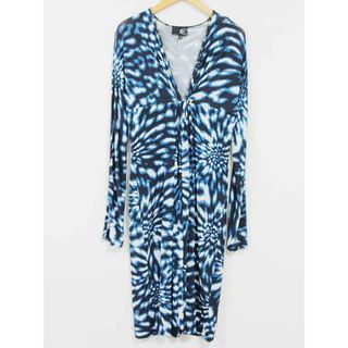 ジャストカヴァリ(Just Cavalli)の【夏物 新入荷】☆Just Cavalli/ジャストカヴァリ☆ボルトマーク総柄ワンピース/ワンピース/プルオーバー/Vネック/長袖/ミディ丈 ブルー/青 レディース 42【中古】春夏 onepi 034042(その他)