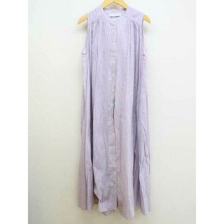 【夏物 新入荷】‡MARIHA/マリハ‡ストライプシャツワンピース/ノースリーブ/マキシ丈 パープル/紫 レディース 【中古】 夏 onepi 524042(その他)