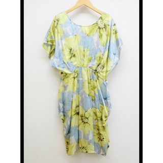 GALLARDA GALANTE - 【夏物 新入荷】★GALLARDA GALANTE/ガリャルダガランテ★花柄シルクブラウスチュニック/インナー付/かわいい/おしゃれ/ワンピース/チュニック/ブラウス/半袖/ミディ丈 イエロー×ライトブルー/黄色×水色 レディース F【中古】夏 524042