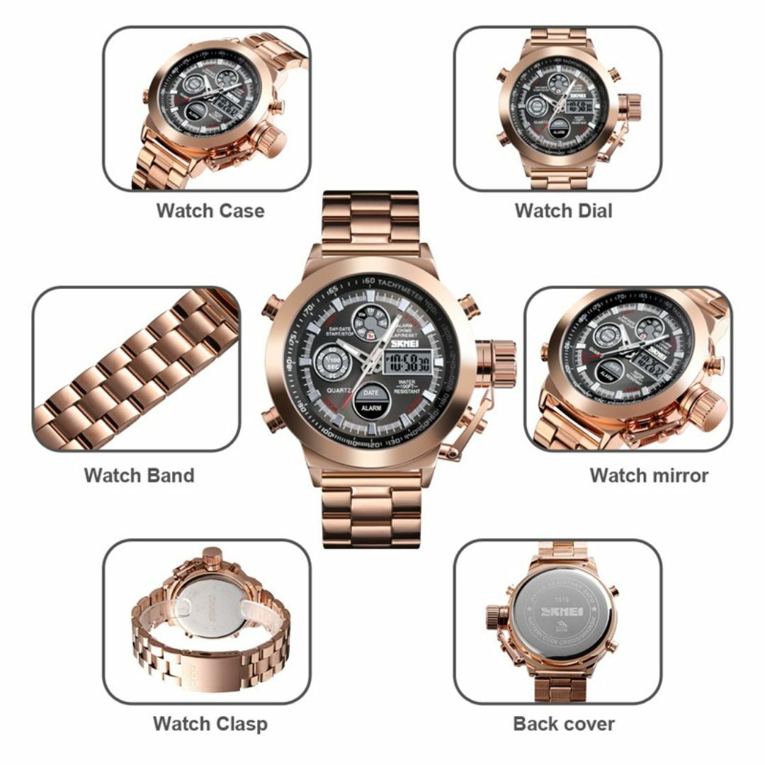 30m防水 デジタル腕時計デジアナ スポーツ ストップウォッチタイマーSLBK7 メンズの時計(腕時計(デジタル))の商品写真