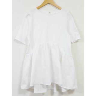 【夏物 新入荷】☆OPAQUE.CLIP/オペークドットクリップ☆シルケットコットンフハクキリカエカットソー/カットソー/Tシャツ/半袖/無地 ホワイト/白 レディース 40/L【中古】夏 034042