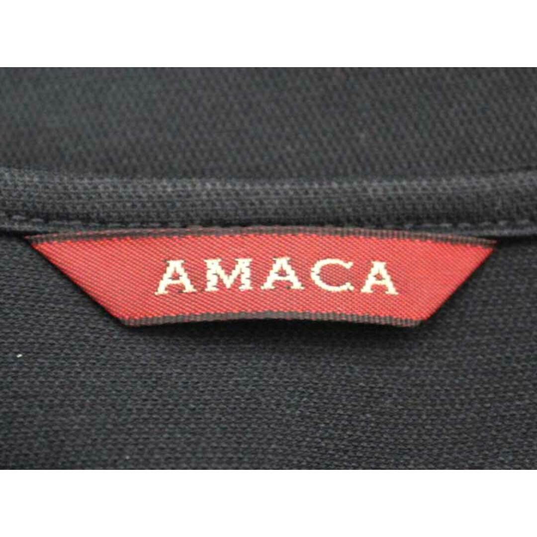 AMACA(アマカ)の【夏物 新入荷】☆AMACA/アマカ☆袖レース半袖カットソー/カットソー/Tシャツ/半袖/Vネック/無地 ブラック/黒 レディース 38【中古】夏 034042 レディースのトップス(Tシャツ(半袖/袖なし))の商品写真