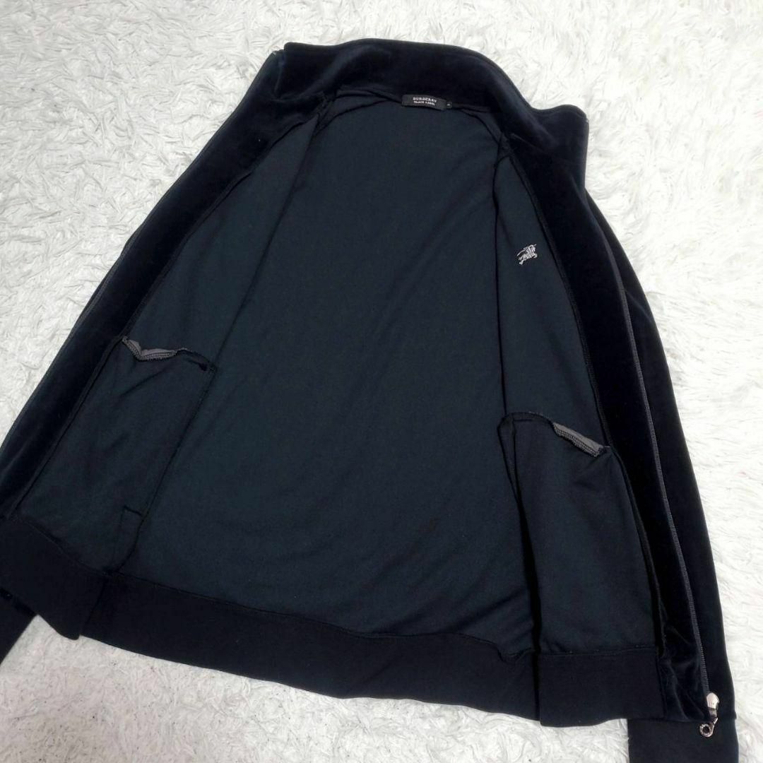 BURBERRY BLACK LABEL(バーバリーブラックレーベル)の美品 L バーバリーブラックレーベル ベロア ブルゾン 黒 ホースロゴ ジャージ メンズのジャケット/アウター(ブルゾン)の商品写真