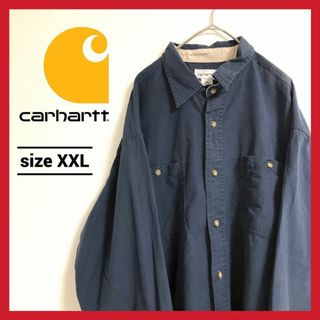 カーハート(carhartt)の90s 古着 カーハート 長袖シャツ オーバーサイズ 刺繍ロゴ 2XL (シャツ)