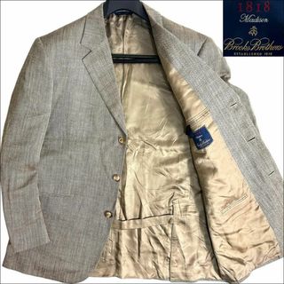 ブルックスブラザース(Brooks Brothers)のJ7175美品 ブルックスブラザーズ マディソン麻絹ヘリンボーンジャケット 44(テーラードジャケット)