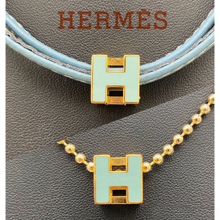 エルメス(Hermes)のHERMES エルメス Hキューブ　ネックレス　トップ　light blue(ネックレス)