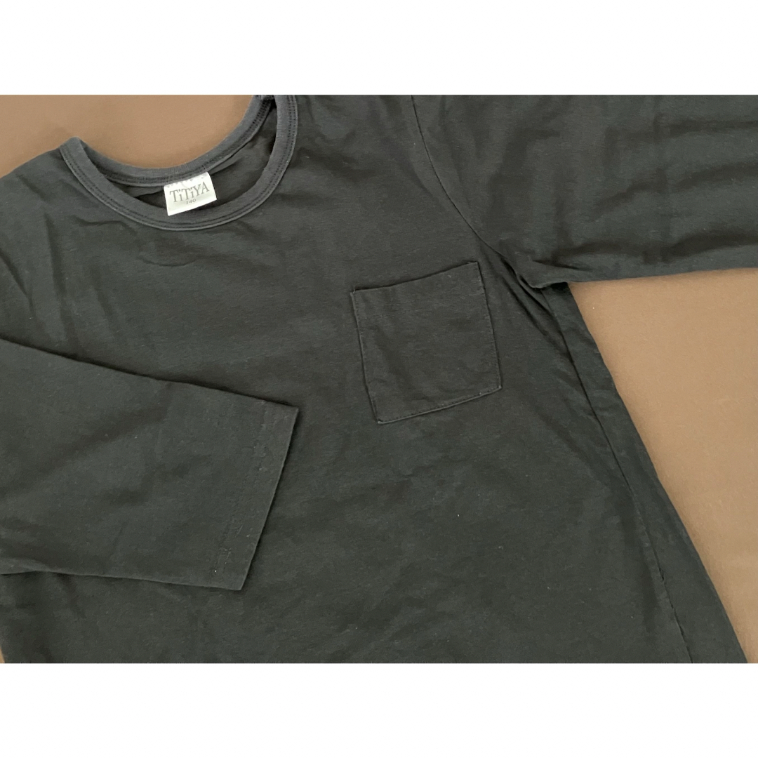 黒　七分袖　ポケットTシャツ　140cm キッズ/ベビー/マタニティのキッズ服男の子用(90cm~)(Tシャツ/カットソー)の商品写真