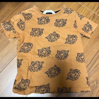 エイチアンドエム(H&M)のH&Mキッズ110〜120トラ柄半袖Tシャツ虎タイガー総柄ブラウン系茶(Tシャツ/カットソー)