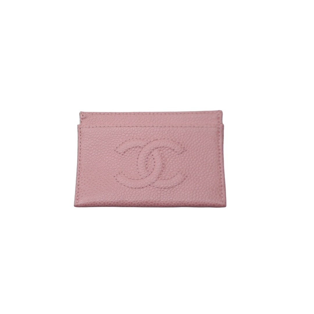 CHANEL(シャネル)のCHANEL シャネル カードケース ココマーク ロゴ 無地 ７番台 キャビアスキン ピンク 美品 中古 63006 レディースのファッション小物(パスケース/IDカードホルダー)の商品写真