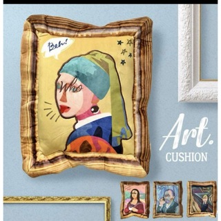 クッション アート おもしろ 絵画 フェルメール 真珠の耳飾りの少女  (アート/写真)