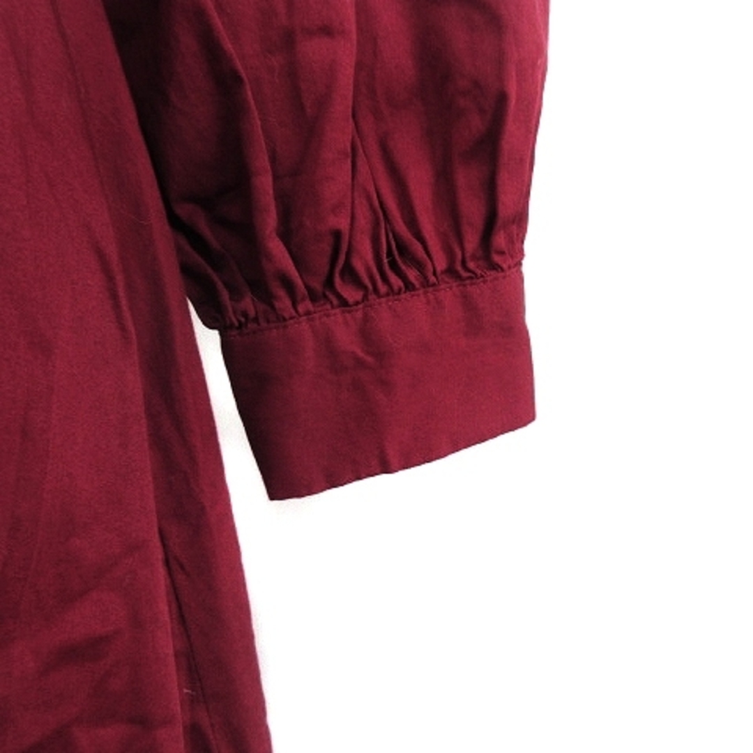 ZARA(ザラ)のザラ ワンピース ミモレ丈 ステンカラー 長袖 ベルト コットン 無地 XS 赤 レディースのワンピース(その他)の商品写真