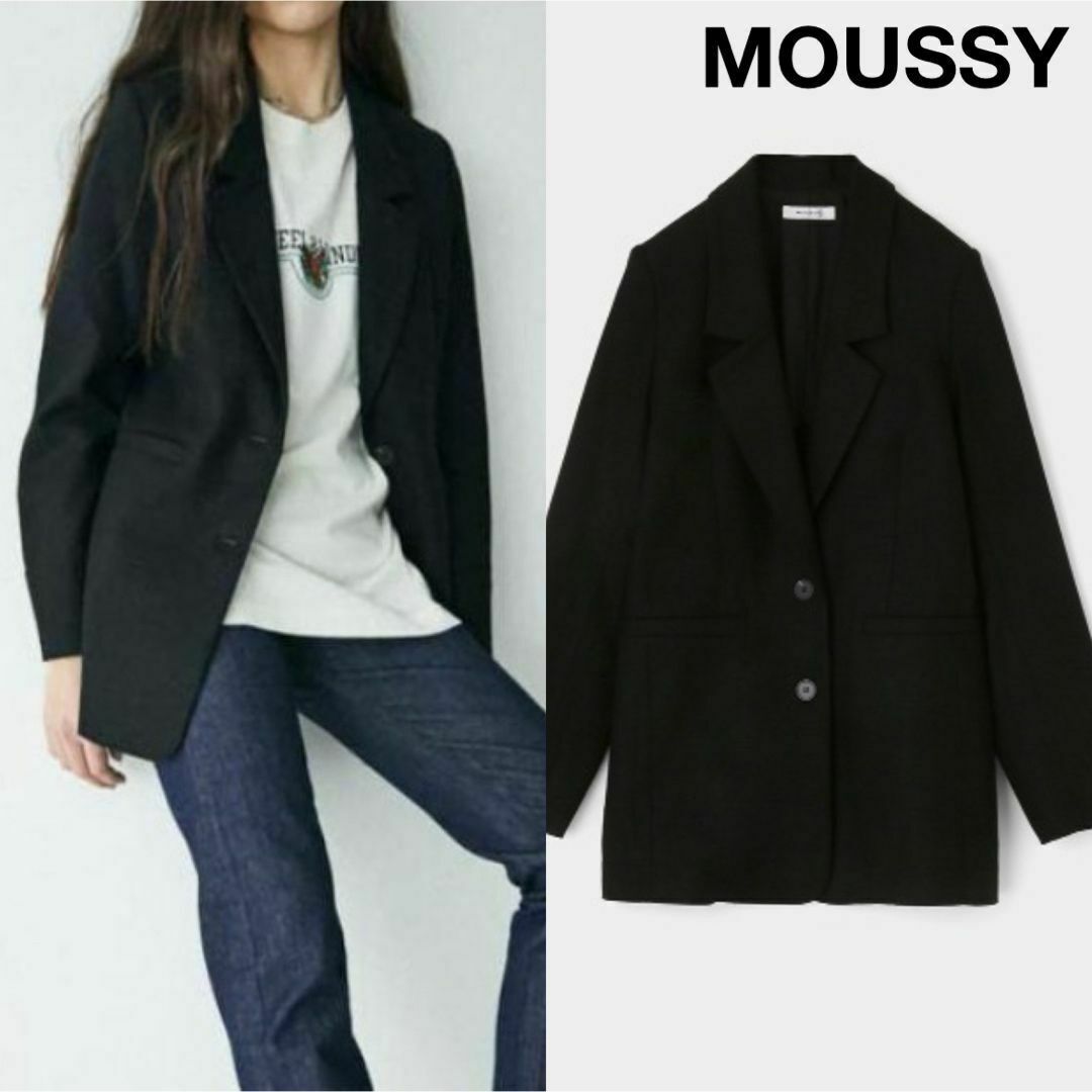 moussy(マウジー)のMOUSSY LIGHT SINGLE ジャケット 麻 リネン ブラック レディースのジャケット/アウター(テーラードジャケット)の商品写真