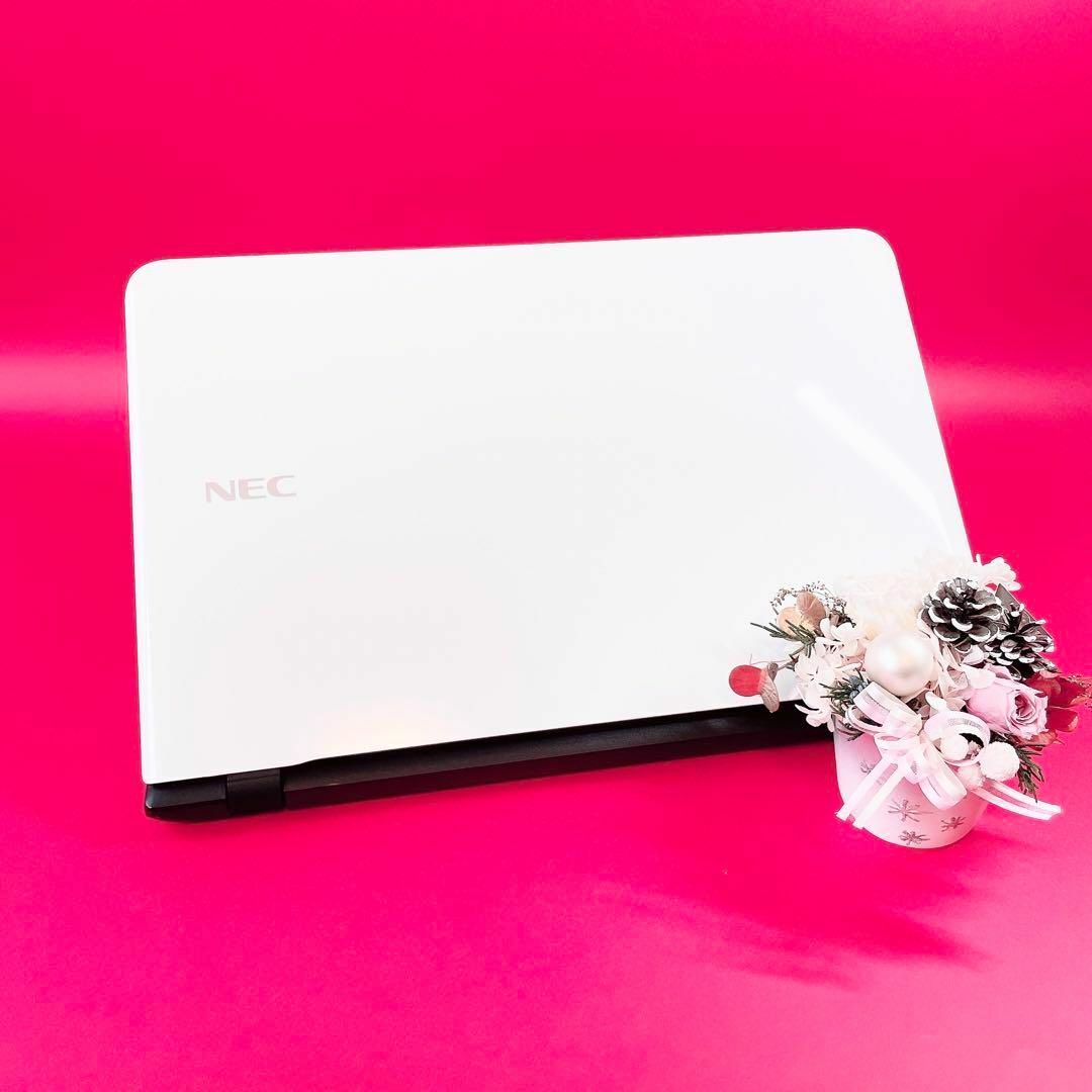 NEC(エヌイーシー)の美品✨大容量！白 薄型 ノートパソコン✨カメラ付 8GB 事務学習 学生・社会人 スマホ/家電/カメラのPC/タブレット(ノートPC)の商品写真