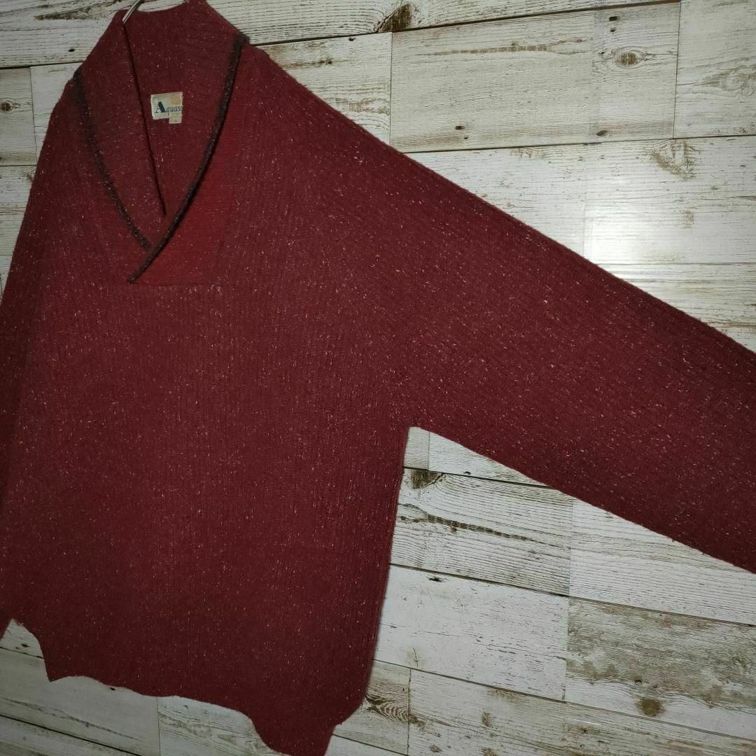 【422】90s Aquascutum　毛・シルク混　ラグランセーター　日本製 メンズのトップス(ニット/セーター)の商品写真