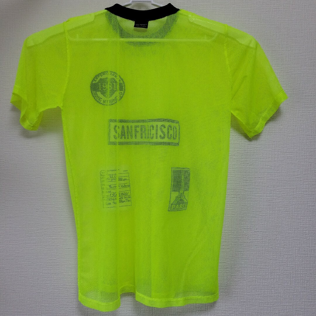 キッズ レディース ネオンイエロー メッシュ Tシャツ オーバーサイズ L レディースのトップス(Tシャツ(半袖/袖なし))の商品写真