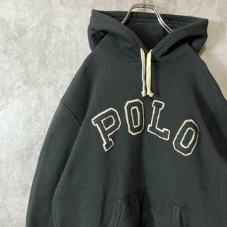 POLO RALPH LAUREN - 【ビッグロゴパーカー】ラルフローレン古着ワッペン黒　かぶり　在原みゆ紀　M長袖