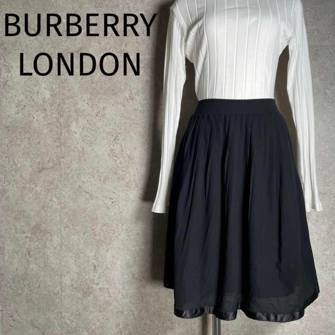 BURBERRY(バーバリー)の日本製 オールド BURBERRY LONDON プリーツスカート ウール 黒 レディースのスカート(その他)の商品写真