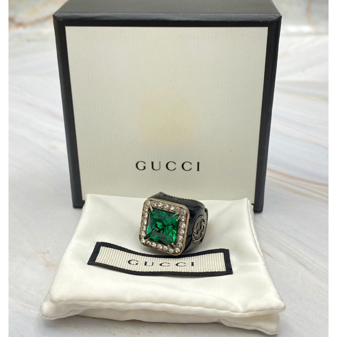 Gucci(グッチ)のGUCCI グッチ　クリスタルディティール GGロゴ シグネットリングAG925 レディースのアクセサリー(リング(指輪))の商品写真