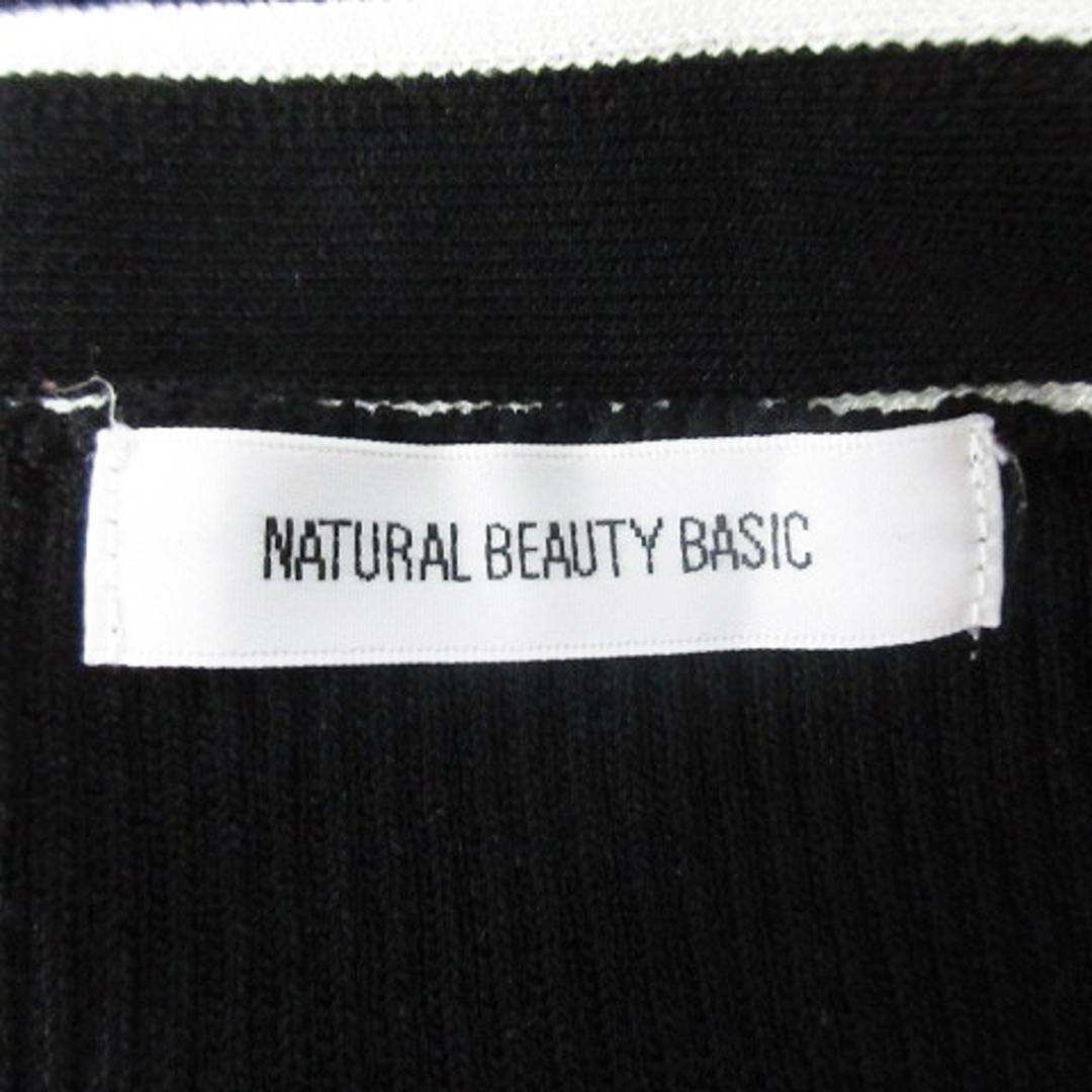 NATURAL BEAUTY BASIC(ナチュラルビューティーベーシック)のナチュラルビューティーベーシック ニット 五分袖 Vネック ライン FR 黒 レディースのトップス(ニット/セーター)の商品写真