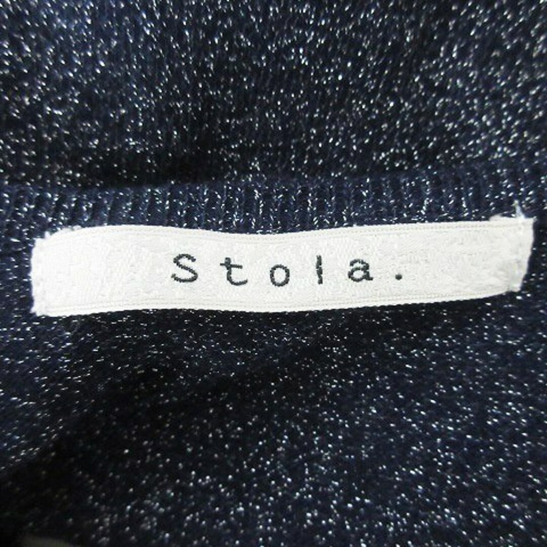 Stola.(ストラ)のストラ カットソー 長袖 ケープスリーブ バルーン ラメ 無地 F 紺 トップス レディースのトップス(カットソー(半袖/袖なし))の商品写真