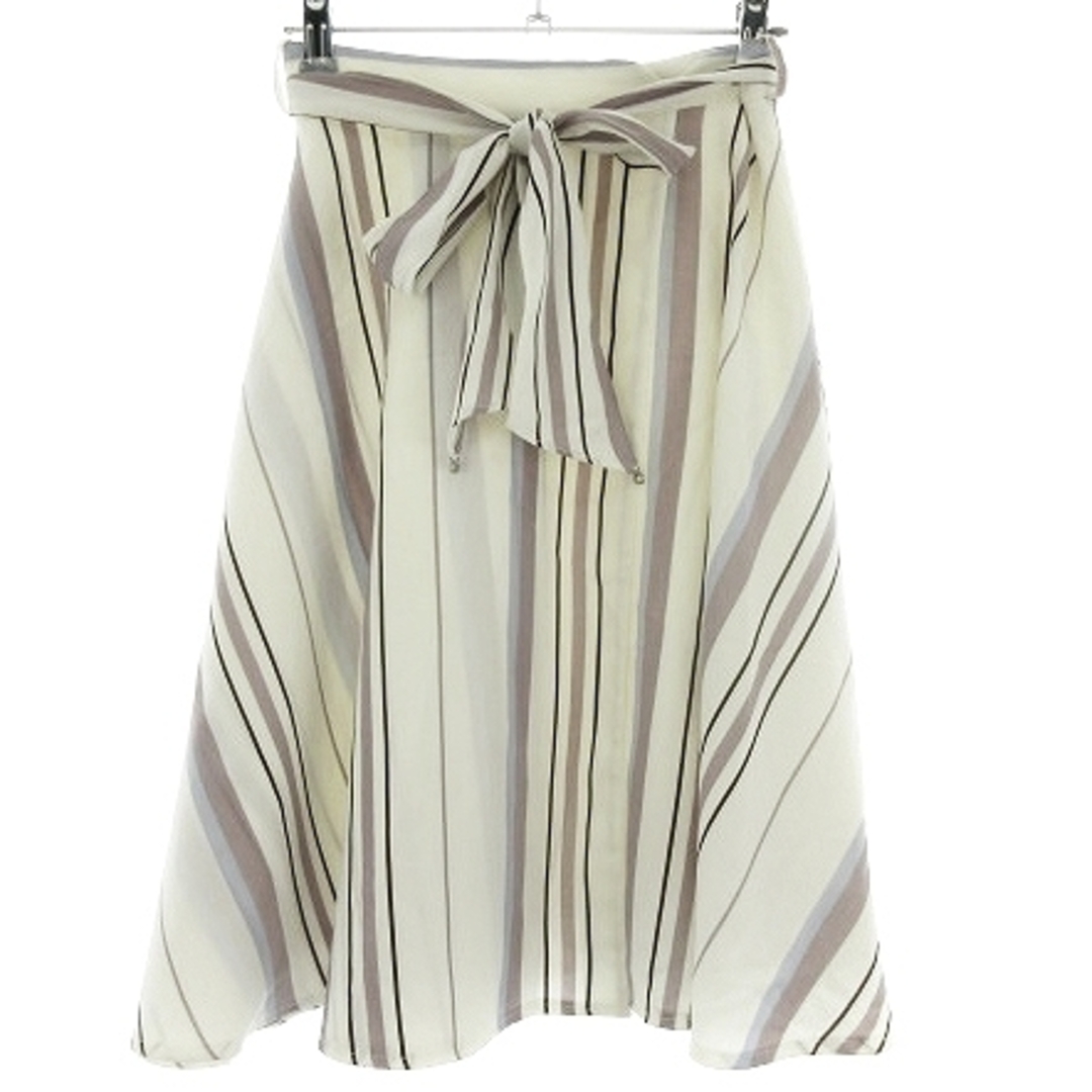 MISCH MASCH(ミッシュマッシュ)のミッシュマッシュ スカート フレア ミモレ丈 薄手 ストライプ S 白 ボトムス レディースのスカート(ロングスカート)の商品写真