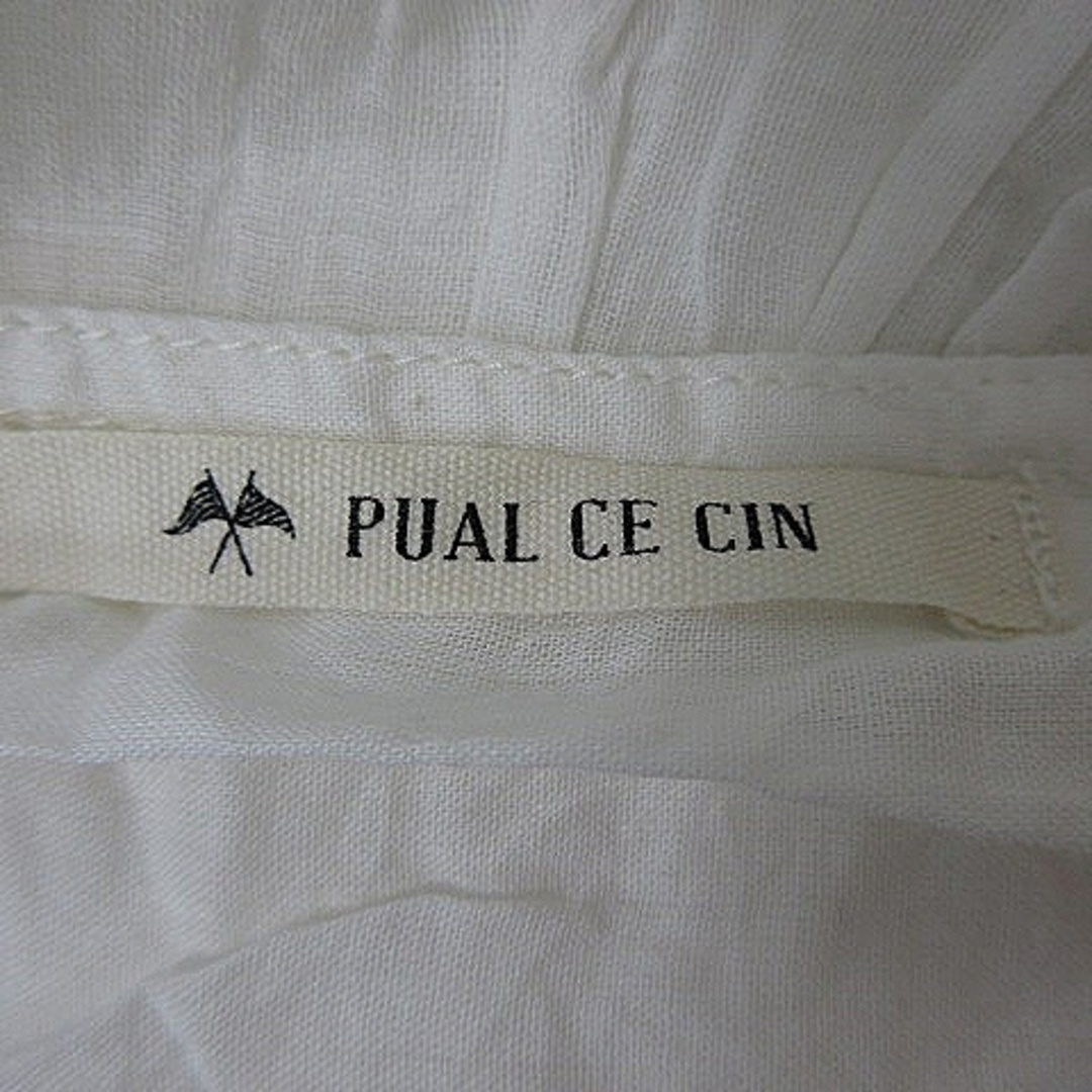 pual ce cin(ピュアルセシン)のピュアルセシン ワンピース ミニ 五分袖 ラウンドネック ティアード ホワイト レディースのワンピース(ミニワンピース)の商品写真
