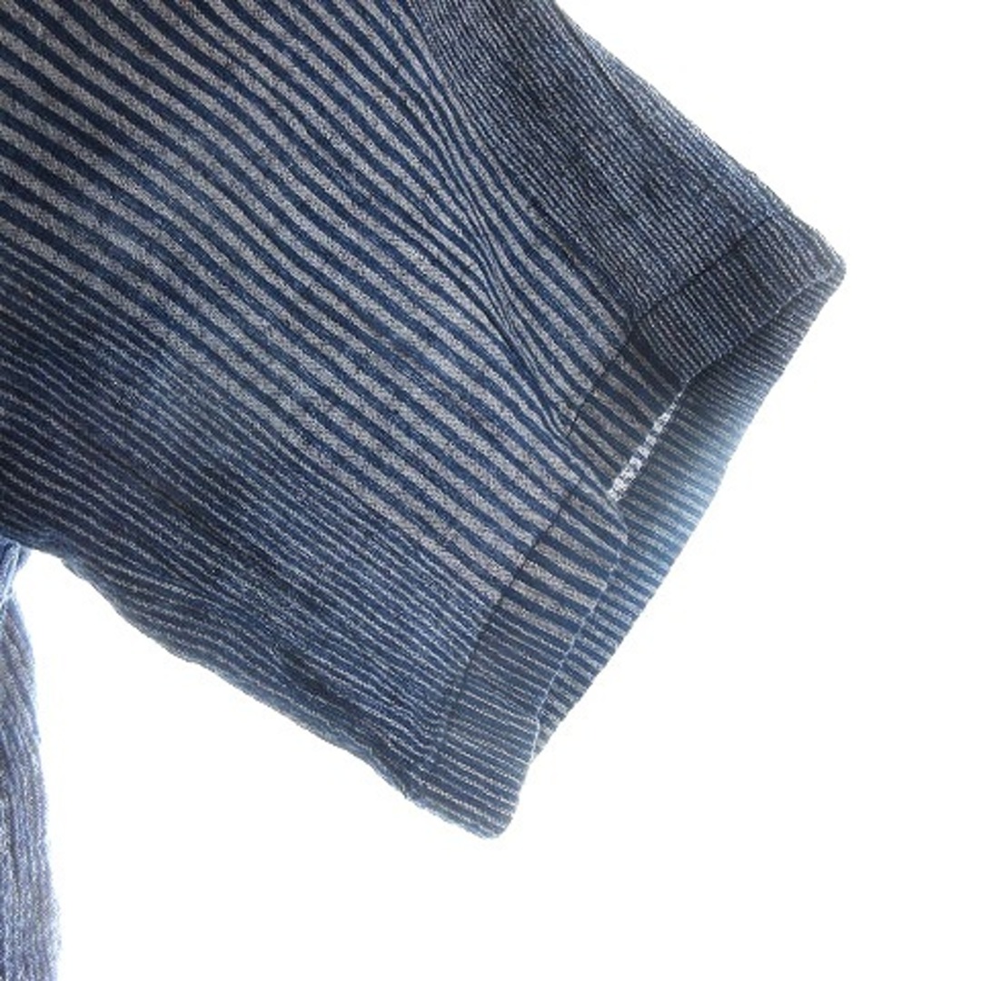 OMNIGOD(オムニゴッド)のオムニゴッド シャツ ステンカラー 半袖 麻 総柄 2 紺 グレー トップス メンズのトップス(シャツ)の商品写真