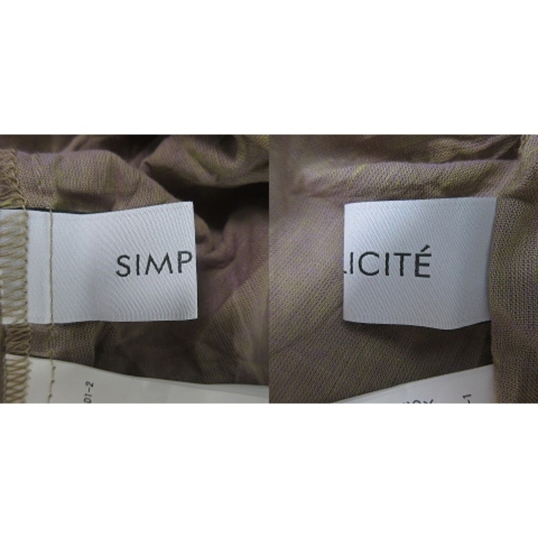 Simplicite(シンプリシテェ)のシンプリシテェ ブラウス カットソー 長袖 キーネック 麻混 茶 黄 トップス レディースのトップス(シャツ/ブラウス(長袖/七分))の商品写真