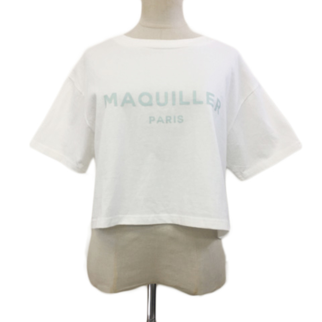 MIIA(ミーア)のミーア Ｔシャツ カットソー プルオーバー クロップド 半袖 F 白 水色 レディースのトップス(Tシャツ(半袖/袖なし))の商品写真