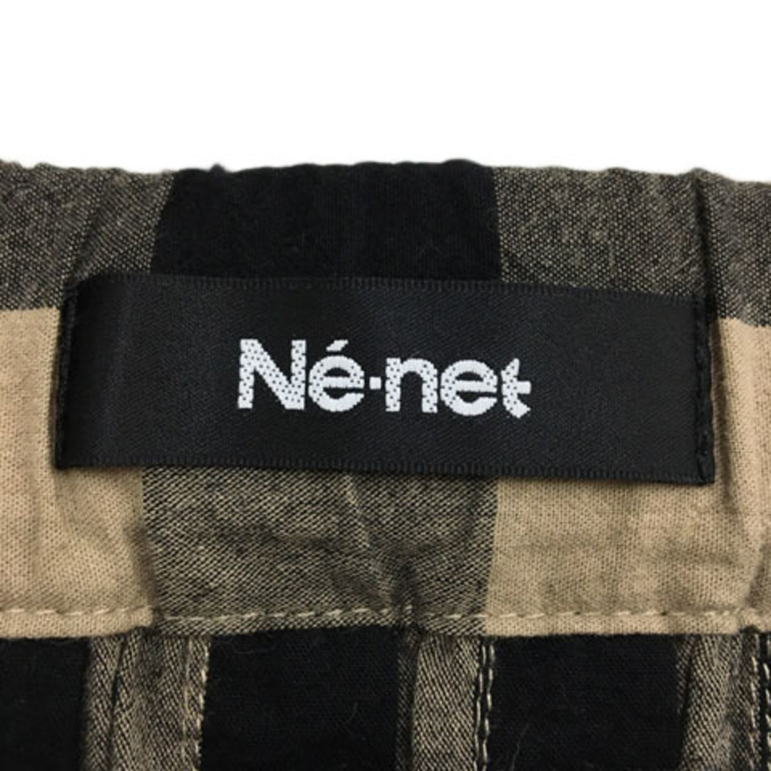 Ne-net(ネネット)のネネット スカート プリーツ フレア ロング ギンガムチェック 2 黒 茶 レディースのスカート(ロングスカート)の商品写真