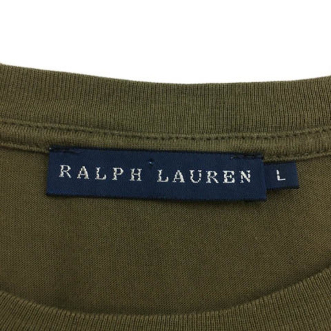 Ralph Lauren(ラルフローレン)のラルフローレン Tシャツ カットソー プリント 刺繍 ロゴ 半袖 L 緑 レディースのトップス(Tシャツ(半袖/袖なし))の商品写真