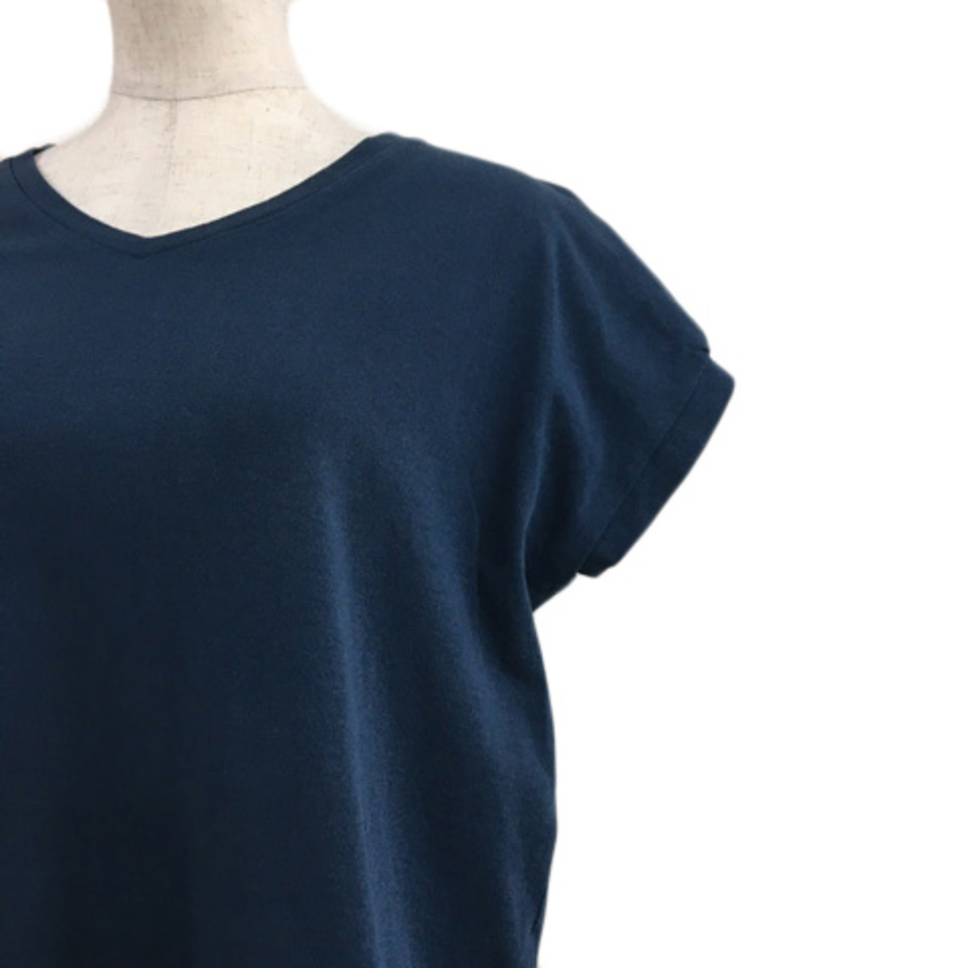coen(コーエン)のコーエン カットソー プルオーバー Vネック フレンチスリーブ F 青 紺 レディースのトップス(シャツ/ブラウス(半袖/袖なし))の商品写真