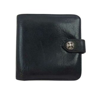 クロムハーツ(Chrome Hearts)のCHROME HEARTS クロムハーツ（原本無） 二つ折り財布 SQ BTN BILL スクエア ボタン ビル レザー ウォレット ブラック系【中古】(長財布)