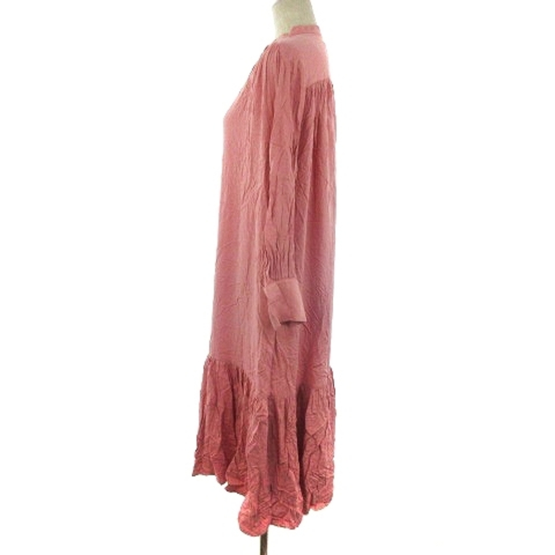 リブラ cue ワンピース シャツワンピ ロング 長袖 薄手 無地 1 ピンク レディースのワンピース(ロングワンピース/マキシワンピース)の商品写真