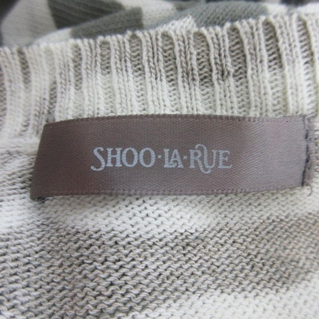 SHOO・LA・RUE(シューラルー)のシューラルー ニット カットソー 七分袖 ゼブラ柄 F グレー 白 トップス レディースのトップス(ニット/セーター)の商品写真