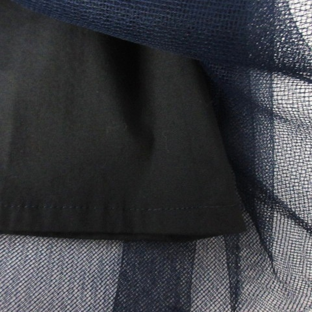Kaon(カオン)のカオン スカート ひざ丈 フレア リボン チュール 薄手 無地 1 紺 ボトムス レディースのスカート(ひざ丈スカート)の商品写真