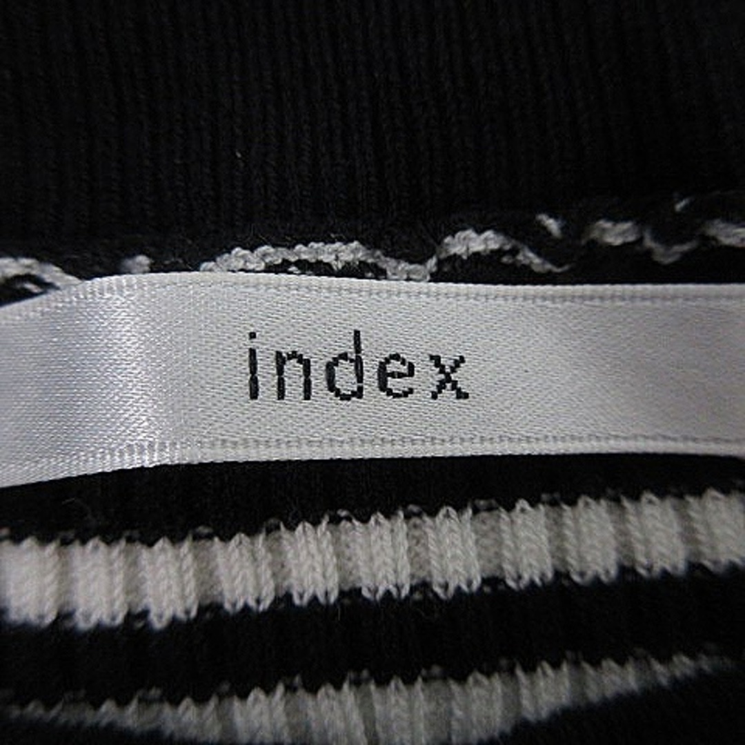 INDEX(インデックス)のインデックス ニット カットソー 五分袖 薄手 ボーダー L 黒 白 トップス レディースのトップス(ニット/セーター)の商品写真