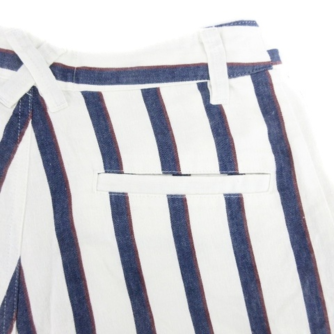 Ungrid(アングリッド)のアングリッド パンツ ワイド ガウチョ タック ストライプ S 白 紺 ボトムス レディースのパンツ(その他)の商品写真