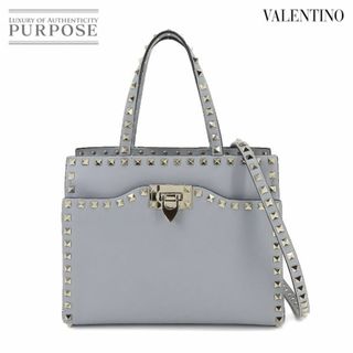 ヴァレンティノ(VALENTINO)の新品同様 ヴァレンティノ ガラヴァーニ VALENTINO GARAVANI ロックスタッズ 2way ハンド ショルダー バッグ レザー グレー VLP 90220605(ハンドバッグ)