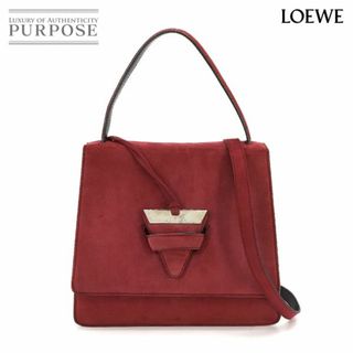 ロエベ(LOEWE)のロエベ LOEWE バルセロナ 2way ハンド ショルダー バッグ スエード レッド シルバー 金具 VLP 90221670(ハンドバッグ)