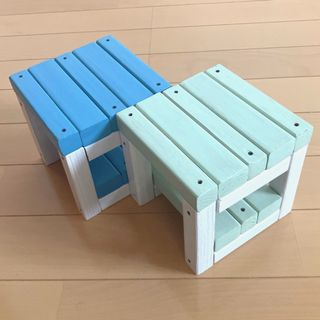 セット売り　2個セット　ブルー　グリーン　オシャレインテリア(トイレ収納)