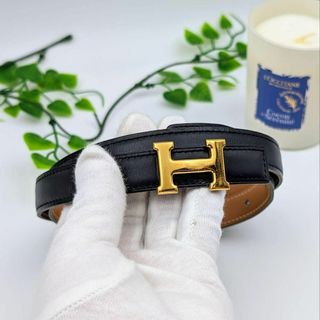 エルメス(Hermes)のエルメス ミニコンスタンス Hベルト ゴールド リバーシブル カーフ 65 黒(ベルト)