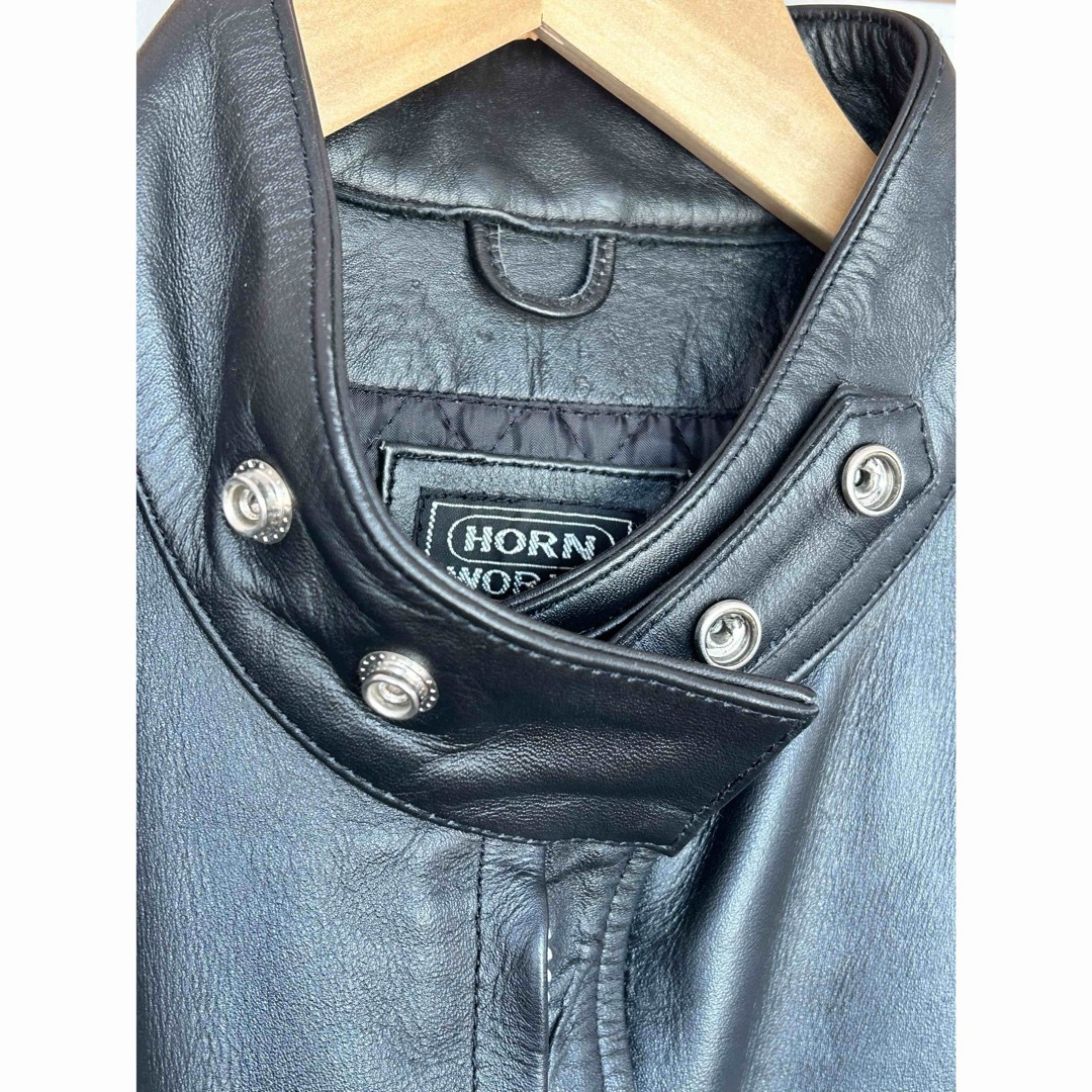 牛革 レザージャケット ライダース 黒 LL HORN WORKS メンズのジャケット/アウター(レザージャケット)の商品写真