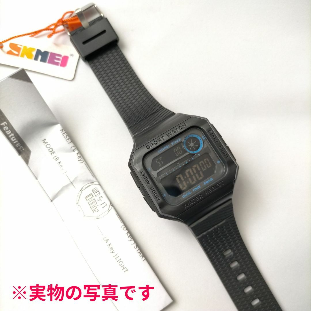 50m防水ダイバーズウォッチ デジタル腕時計 デュアルタイムデカ文字ブルー青 メンズの時計(腕時計(デジタル))の商品写真