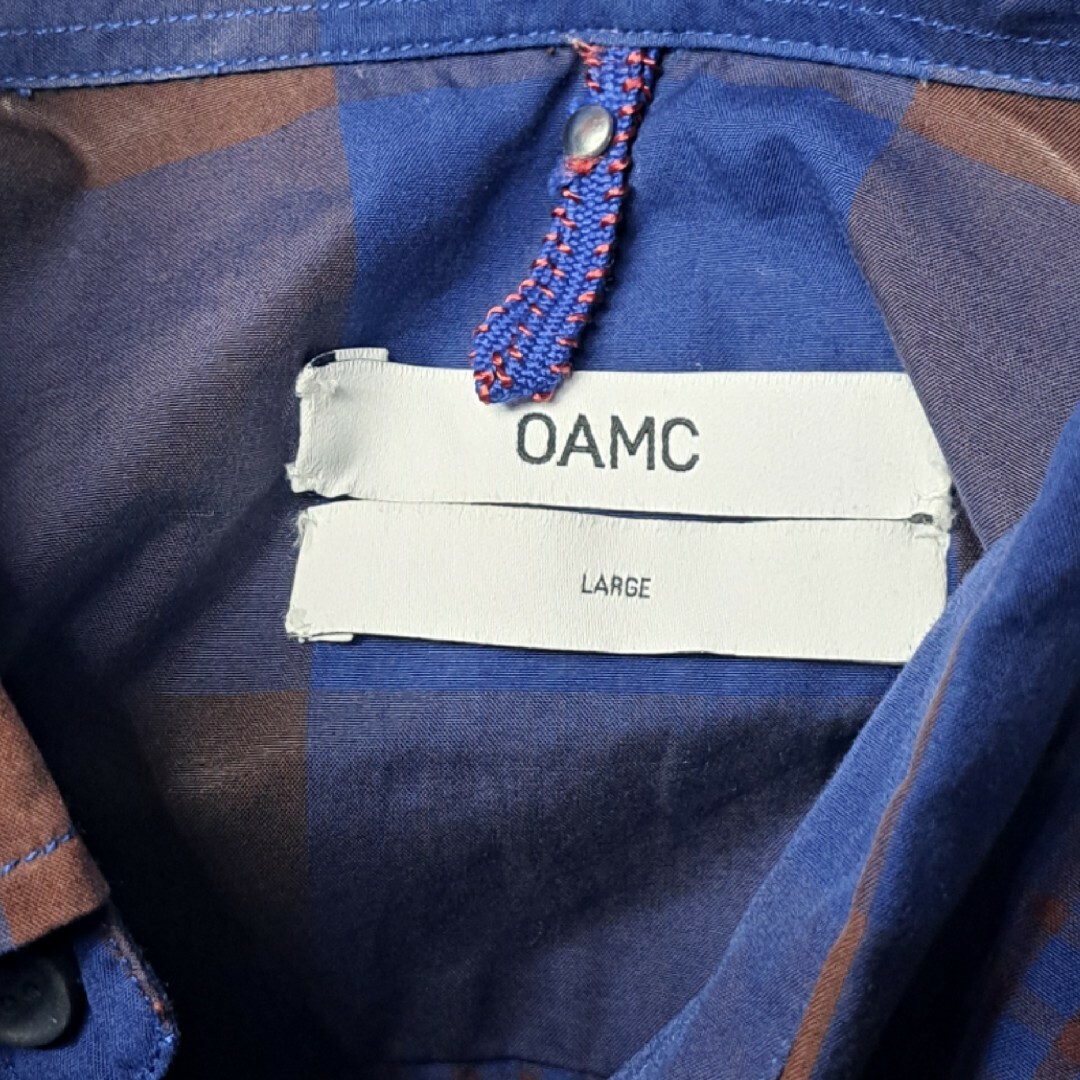 OAMC(オーエーエムシー)のOAMC オーエーエムシー　スタッズ　クレイジーパターン　半袖チェックシャツ　L メンズのトップス(シャツ)の商品写真