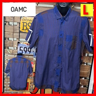 オーエーエムシー(OAMC)のOAMC オーエーエムシー　スタッズ　クレイジーパターン　半袖チェックシャツ　L(シャツ)