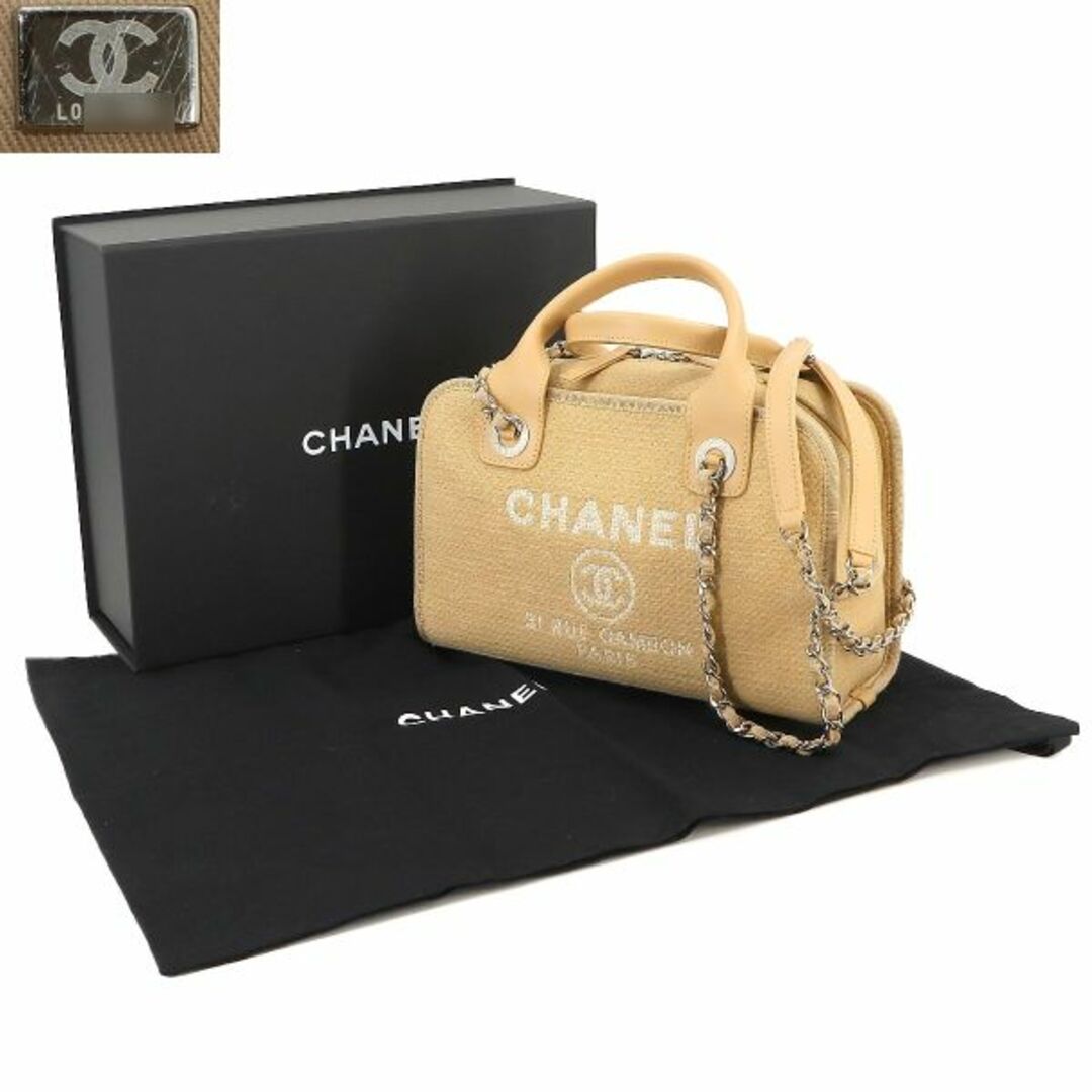 CHANEL(シャネル)のシャネル CHANEL ドーヴィル ボーリング 2way ハンド チェーン ショルダー バッグ キャンバス レザー ベージュ A92749 VLP 90225132 レディースのバッグ(ショルダーバッグ)の商品写真