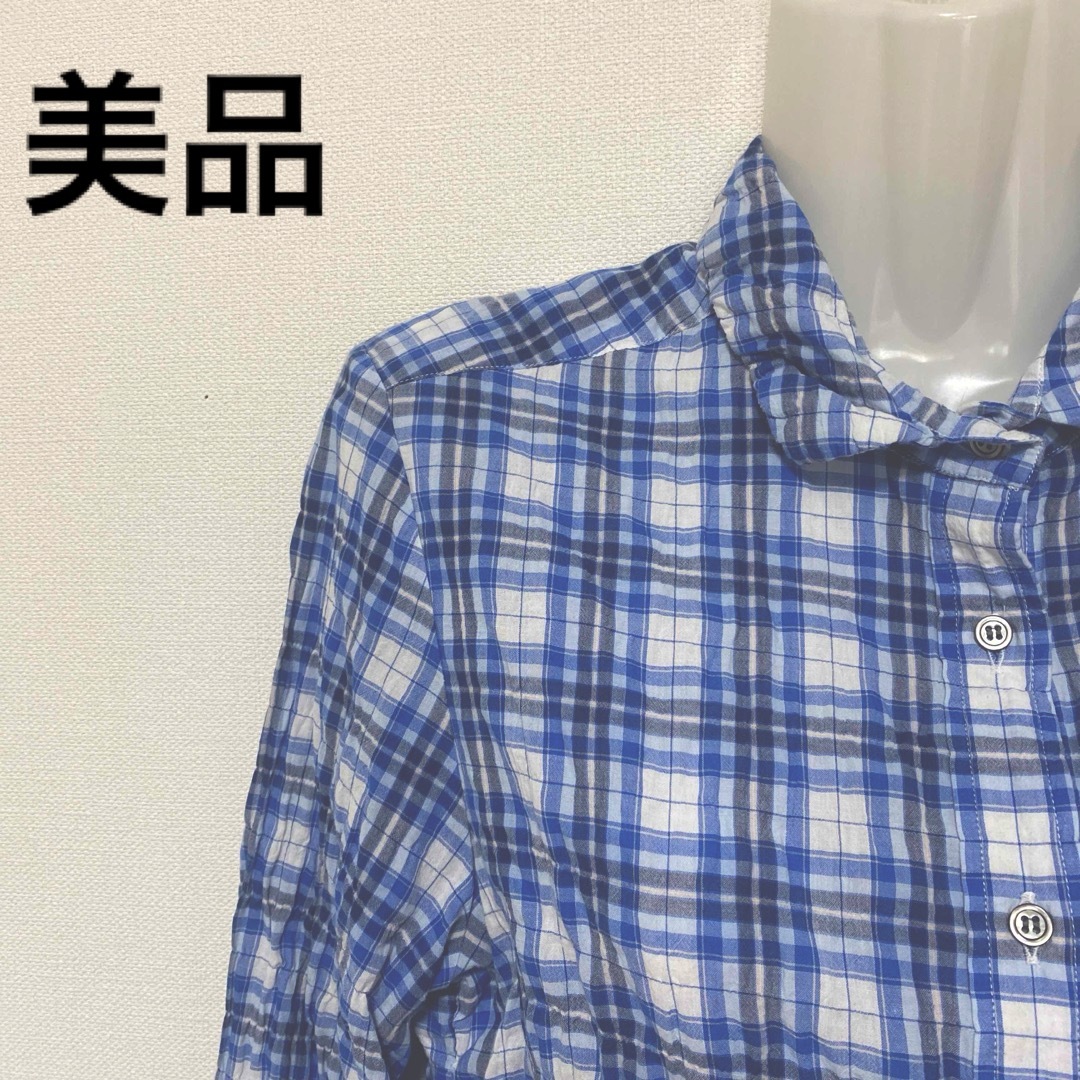 美品　maletmet マレットメット　シワ加工シャツ　チェック　日本製 レディースのトップス(シャツ/ブラウス(長袖/七分))の商品写真