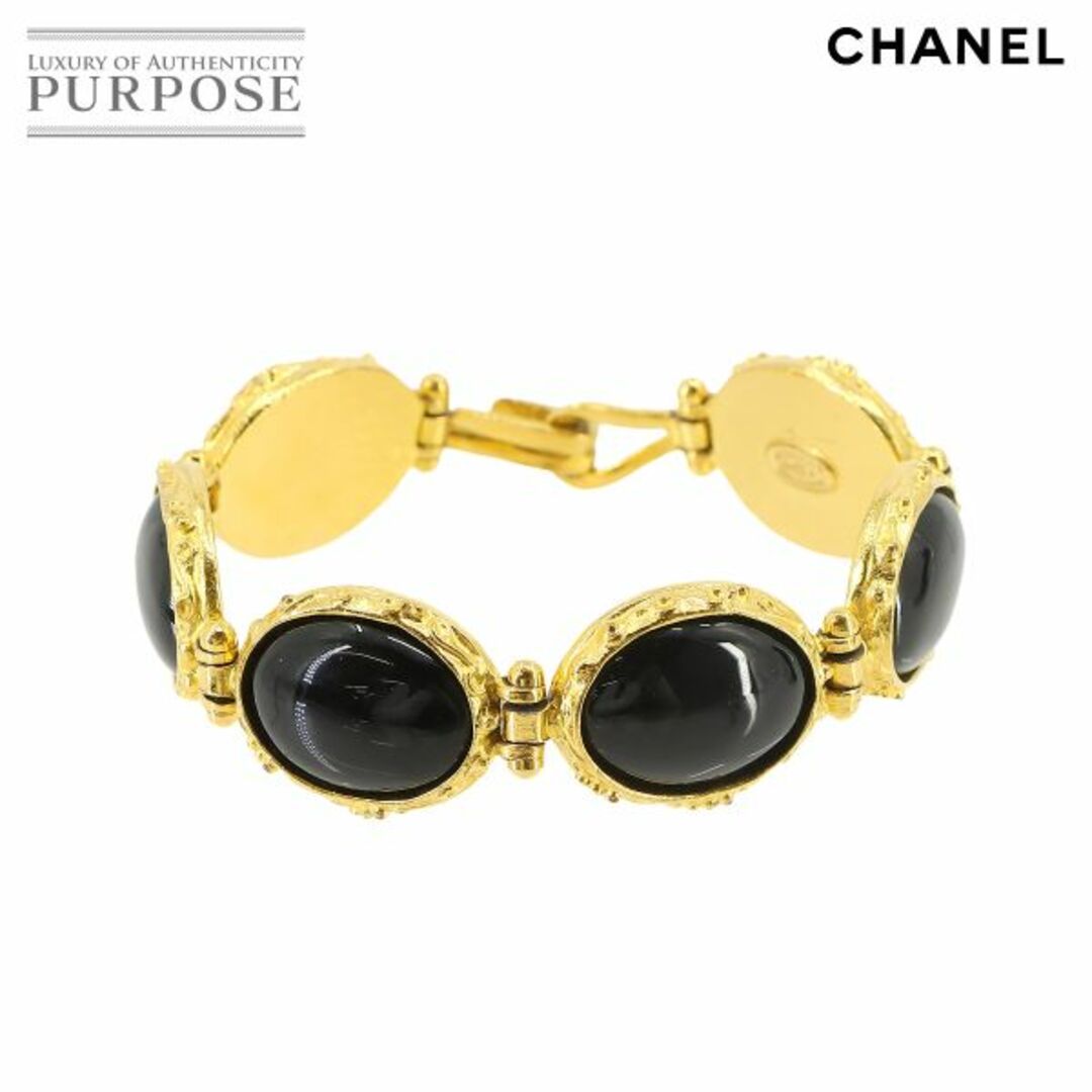 CHANEL(シャネル)のシャネル CHANEL カラーストーン ブレスレット ブラック ゴールド 96A ヴィンテージ アクセサリー VLP 90225263 レディースのアクセサリー(ブレスレット/バングル)の商品写真